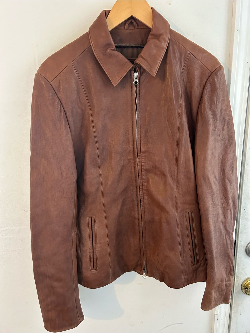Vintage Boutique of Leathers Brown Leather Jacket Zip Up Women's Size 16